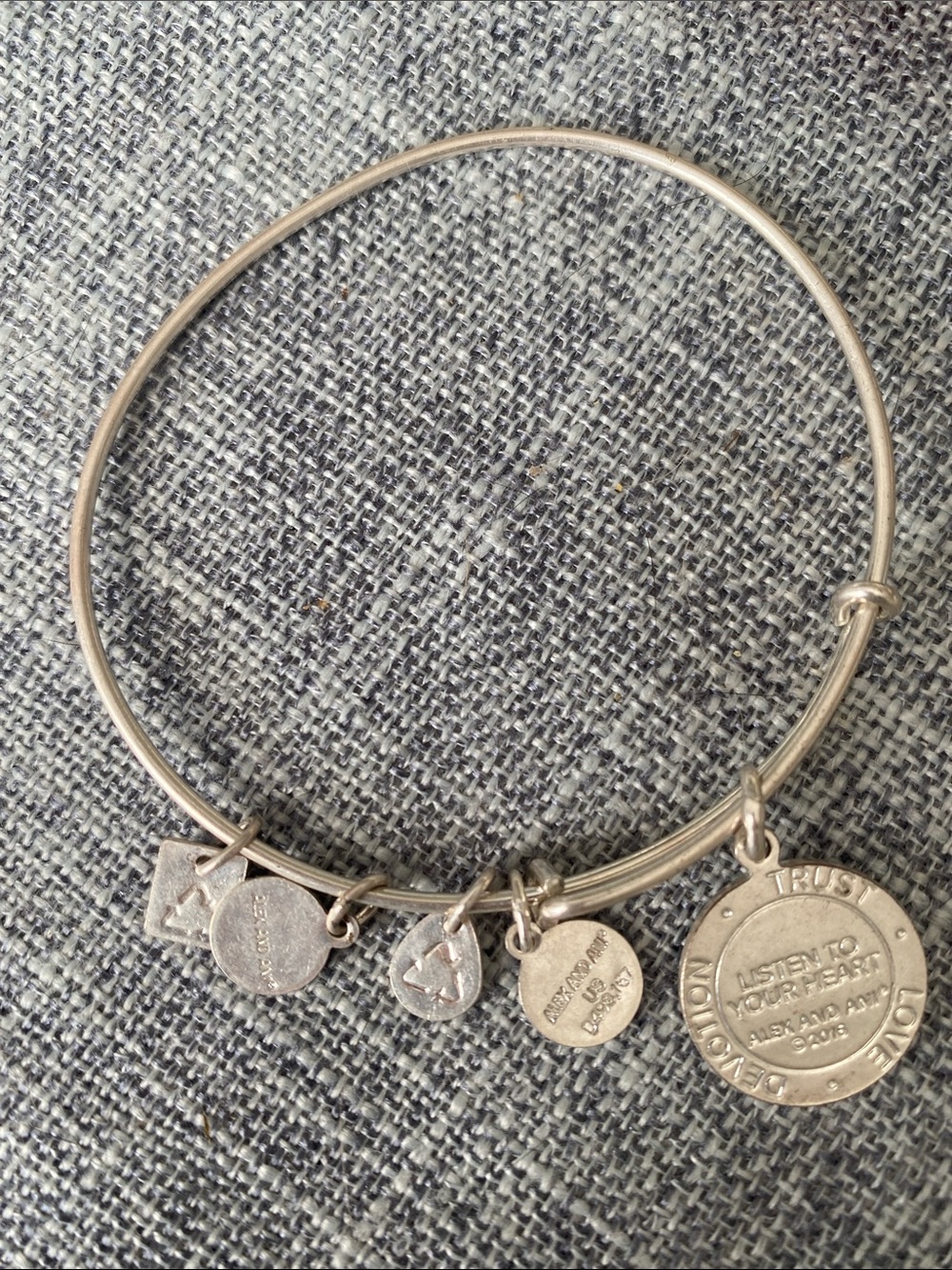 Alex and Ani Silver-Tone Inspirational Charm Bangle Bracelet
